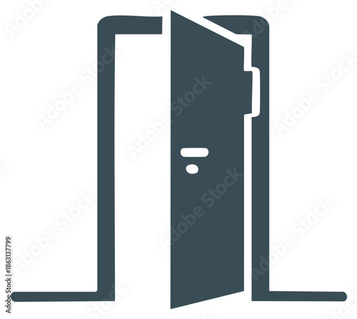 Open Doorway Vector Illustration Simplicity and Opportunity Ahead Entering Interior Dark Teal Framed Passageway Welcome