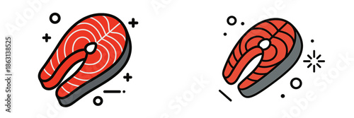 Sliced salmon steak illustration suitable for culinary design