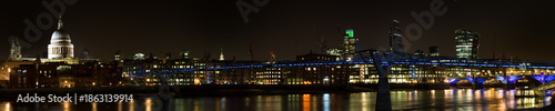 Panorama of the millenium bridge at night