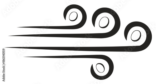 Stylized Wind Stream Illustration Blowing Air Current Weather Symbol
