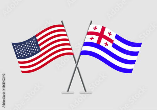United States and Ajaria vector flags isolated on light background