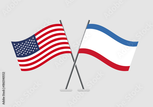 United States and Crimea vector flags in 2D vector symbol style
