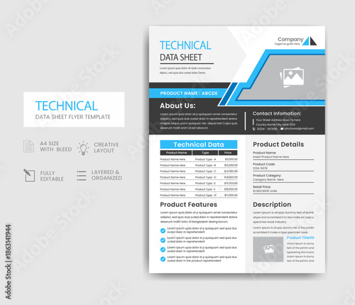 Technical Data Sheet Flyer Template Design
