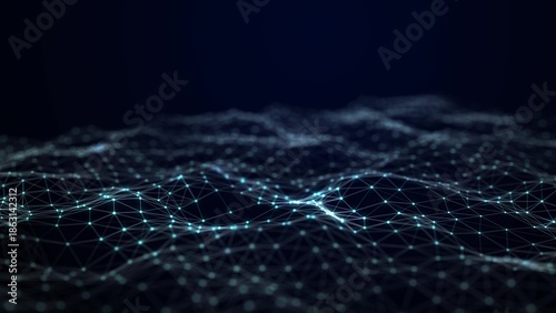 Waves transmit silent codes through a light matrix. Dots pulsate with digital movement. 3D