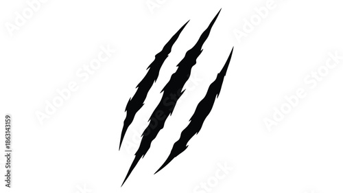 Dramatic claw marks scratching across a white background striking silhouette