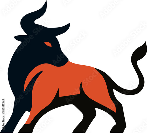 
black and red bull illustration