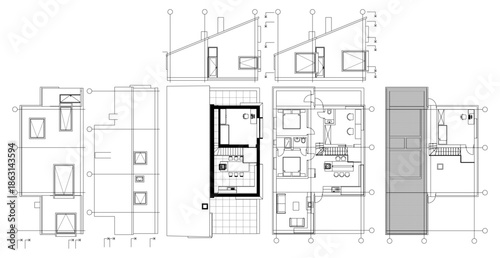 house architecture plan 3d illustration	
