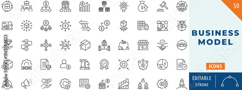 Business Model icon collection set. Editable stroke.