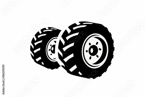 heavy equipment tire silhouette illustration for construction and machinery design