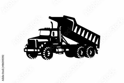 dump truck silhouette illustration for construction and heavy machinery design
