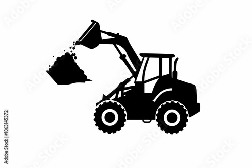 loader silhouette illustration for construction and heavy machinery design