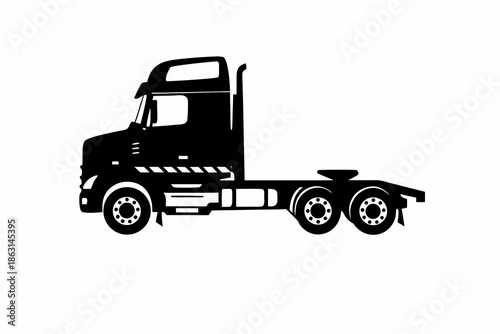 flatbed truck silhouette illustration for transport and logistics design