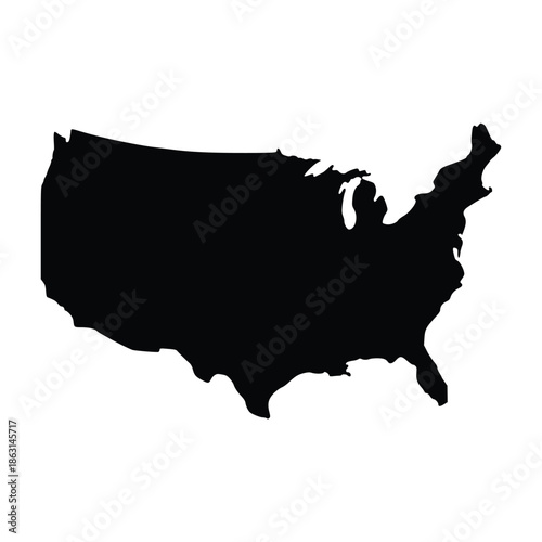 A black silhouette of the united states of america map