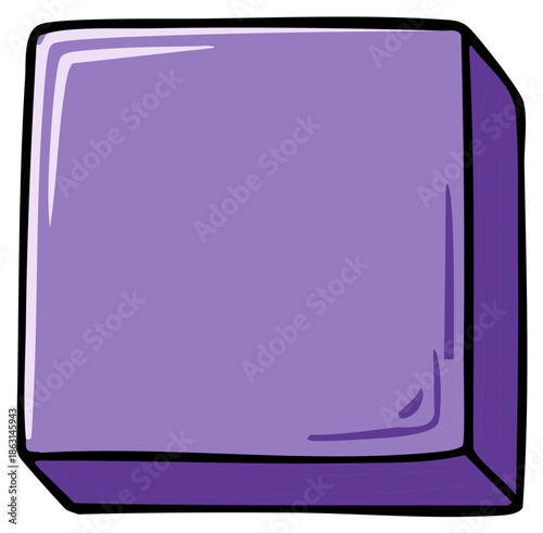 Simple purple cube with stylized shading and black outline