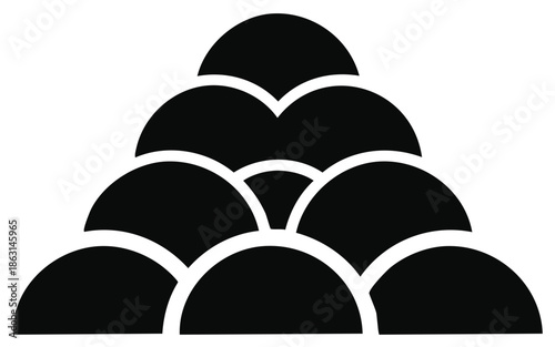 Abstract Geometric Pattern of Overlapping Black Semicircles Modern Design Element