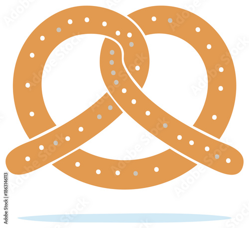 Stylized pretzel with round knot shape and small dots forming pattern and texture
