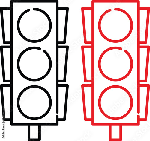 Traffic light icon set with simple and modern design.Vector icons on white background. Red green and yellow signal.