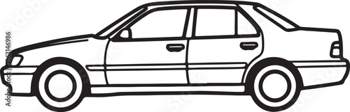 Automobile Silhouette: A sleek sedan silhouette, perfect for conveying themes of transport, driving, and automotive design. Clean lines create a visual impression of modern automotive excellence.