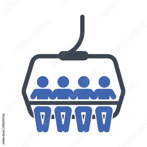 Four skiers riding a chair lift icon