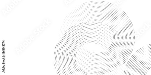 halftone dot abstract background. black circle lines pattern. Futuristic technology concept. Suit for cover, poster, banner, brochure, header, website