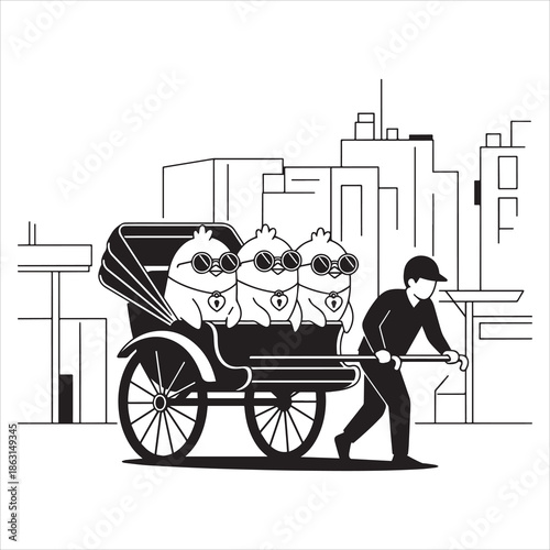 Valentine's Day | love and romance Europe Three cartoon chicks wearing sunglasses ride in a