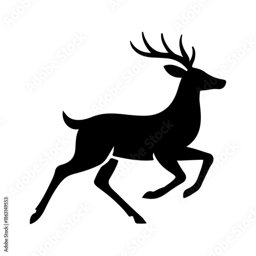 Majestic Stag Silhouette Running Wildly, Symbol of Nature and Freedom