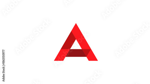 Free Download Red Geometric Letter A Icon, Modern Abstract Alphabet Symbol, Creative Folded Paper Style Design Element on White Background - GFXLoad