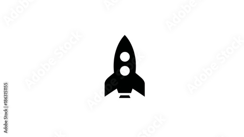 Minimalist black rocket icon for startup launch, business growth, innovation, and space exploration concepts
