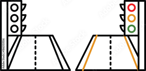 Traffic light icon set with simple and modern design.Vector icons on white background. Red green and yellow signal.