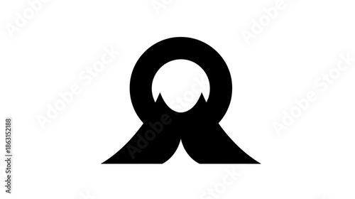 Abstract black geometric letter A symbol or stylized ribbon loop graphic design element on a white background.