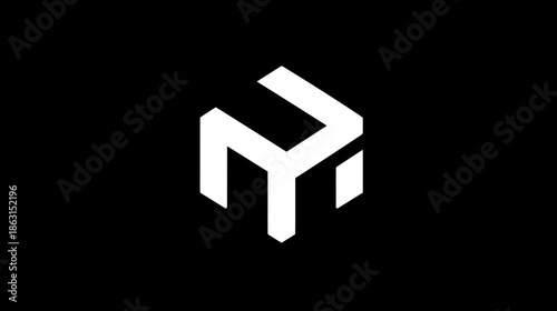 Modern Abstract Geometric 3D Cube Symbol Icon on Black Background, Minimalist Clean Design Element for Technology and Business