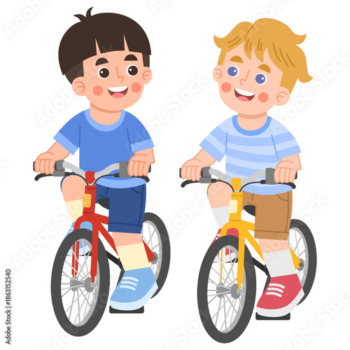 Illustration of Two Boys Riding Bicycles