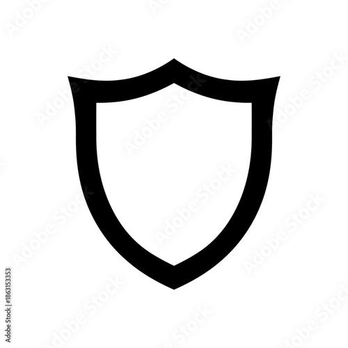 Simple outline icon of a classic heraldic shield. Symbol of protection and security. Vector illustration.