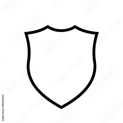 Simple outline icon of a classic heraldic shield. Symbol of protection and security. Vector illustration.