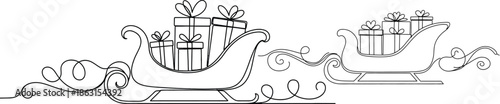 A festive illustration of a sleigh filled with gifts, perfect for Christmas and holiday-themed designs