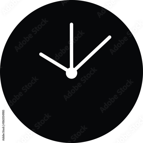 A simple black clock icon with white hands representing time and deadlines