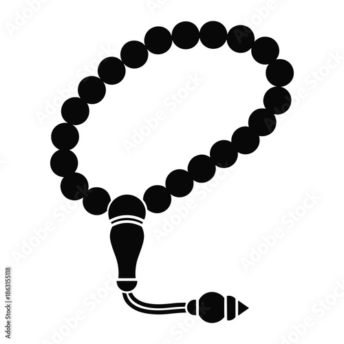 Islamic prayer beads tasbih or misbaha in silhouette