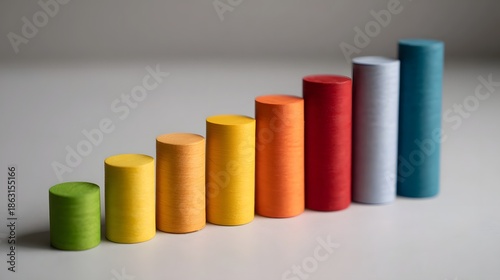 Colorful wooden blocks arranged in an increasing sequence symbolizing growth and development