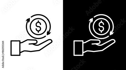 Revenue White Icon Set Vector 