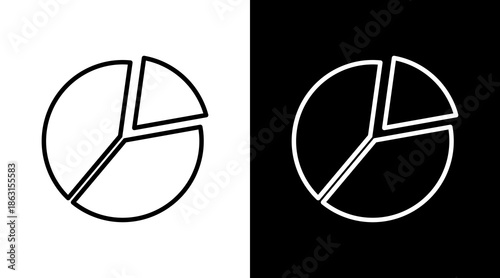 Pie Chart White Icon Set Vector 