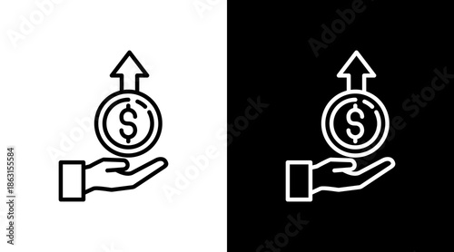 Profits White Icon Set Vector 