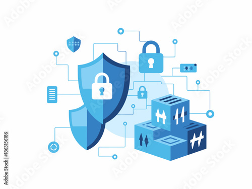 Cybersecurity Measures Protecting Data and Systems with Shields and Locks