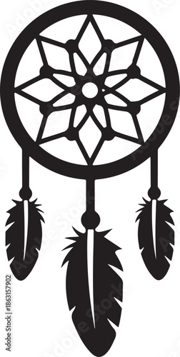 Dreamcatcher with feathers design native symbol for protection and dreams