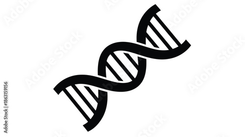 Abstract depiction of a dna double helix structure black and white silhouette