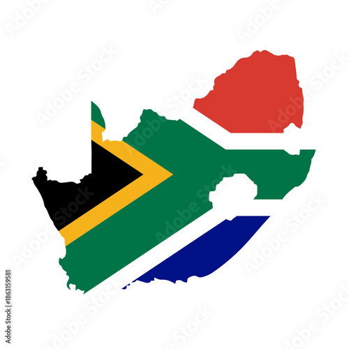 Map of SOUTH AFRICA with Flag on Body Isolated on Transparent Background
