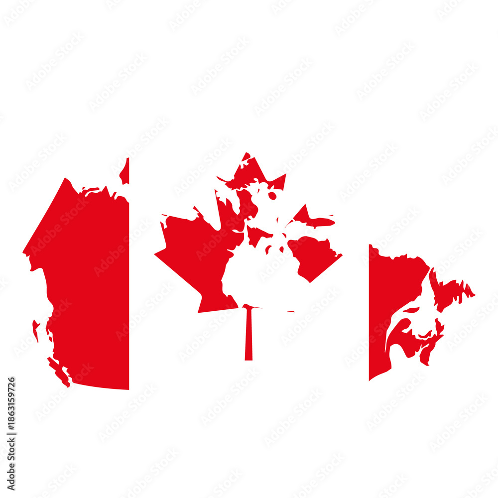 Obraz premium Map of CANADA with Flag on Body Isolated on Transparent Background