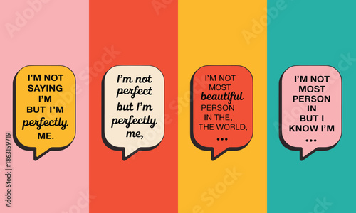 Empowering Self-Quotes in Colorful Speech Bubbles for Positive Affirmation