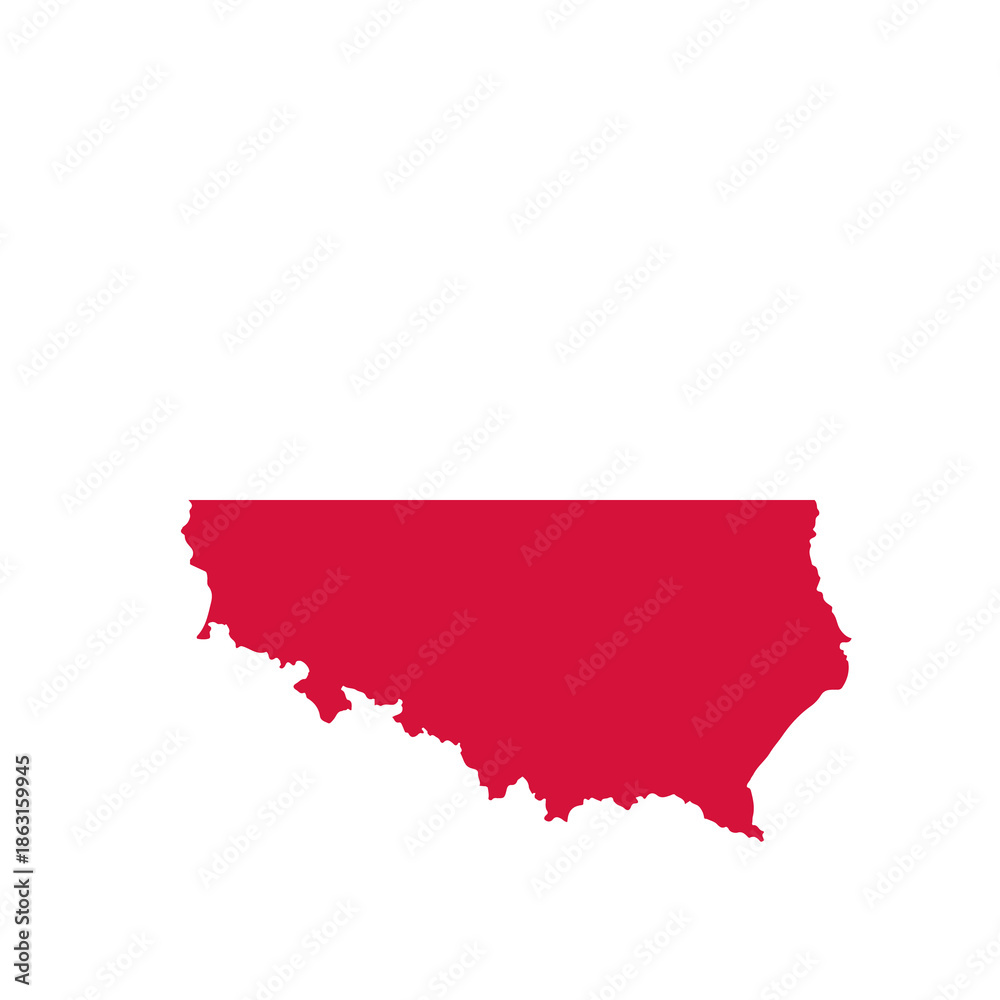 Fototapeta premium Map of POLAND with Flag on Body Isolated on Transparent Background