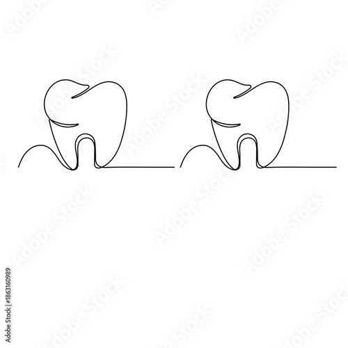 
Tooth one line drawing dental icon minimalist medical vector sketch
