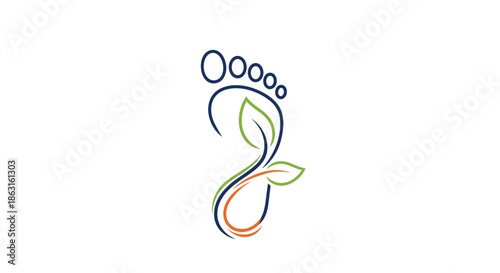 Modern logo design featuring a human foot outline integrated with fresh green leaves to symbolize natural health and care.